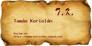 Tamás Koriolán névjegykártya